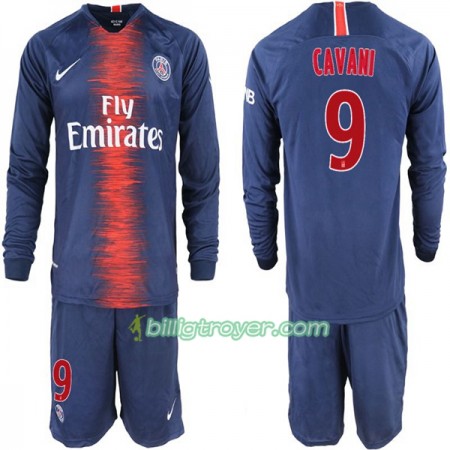 Billige Fotballdrakter Paris Saint-Germain Cavani 9 Barn Hjemmedraktsett 2018/19 Langermet